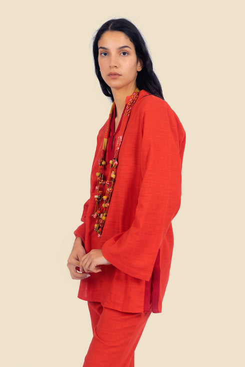 Embroidered long sleeves cotton shirt